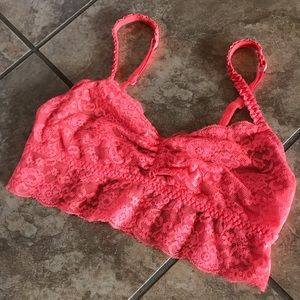 PINK | Neon Coral Lace Bra